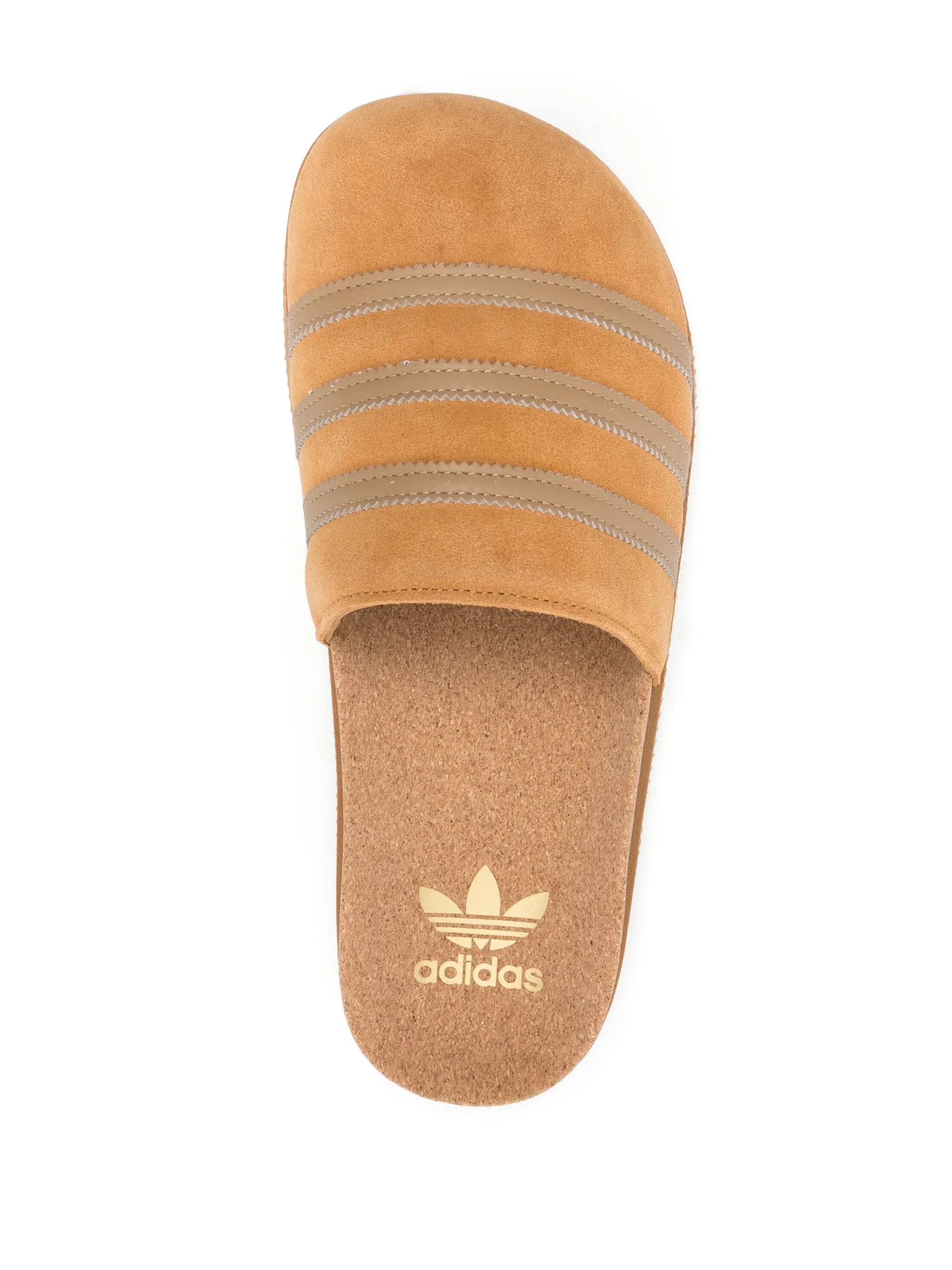 Слиперы в полоску Adidas, коричневый — фото 4