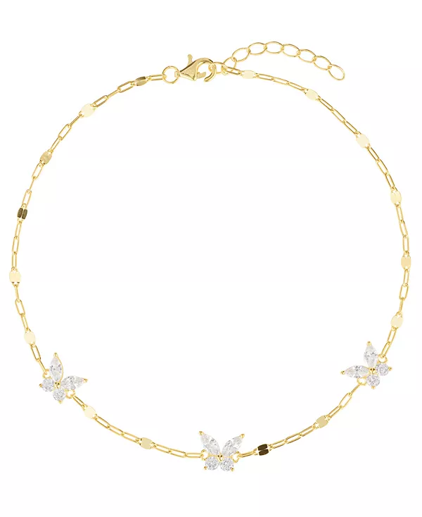 

Браслет на лодыжку в форме бабочки с кубическим цирконием (1,20 карата) из стерлингового серебра (также из 14-каратного золота поверх стерлингового серебра) Macy'S, gold