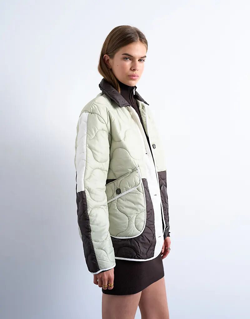 

Стеганая куртка Topshop в стиле пэчворк, разноцветная