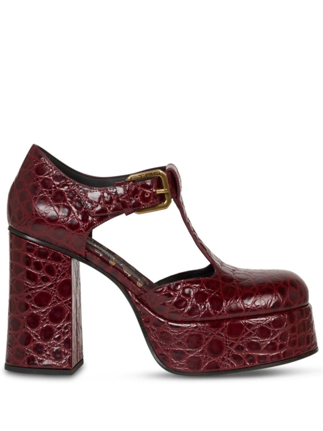 ETRO туфли-лодочки на платформе 110 мм с тиснением под крокодила, красный