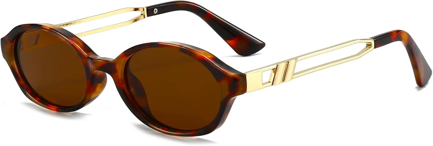 

Ретро овальные солнцезащитные очки для женщин и мужчин, модные узкие круглые солнцезащитные очки в стиле Y2K, дизайнерские винтажные очки Breaksun, A1 Tortoise/Brown