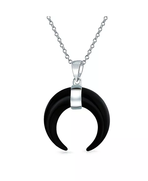 

Ожерелье с подвеской в виде итальянского полумесяца в стиле бохо-племени, убывающая луна, из стерлингового серебра Bling Jewelry, black