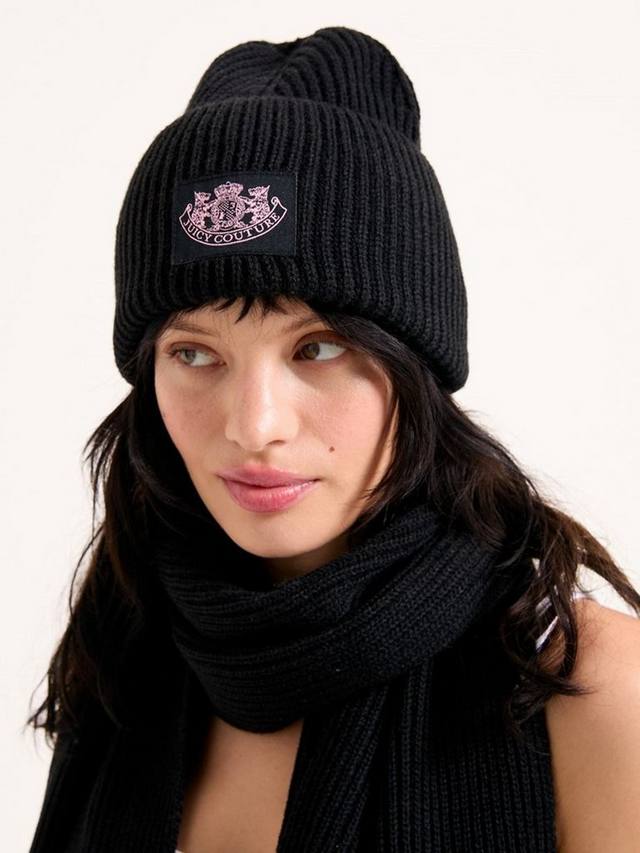 

Вязаный комплект шапки и шарфа Crest Juicy Couture, Black
