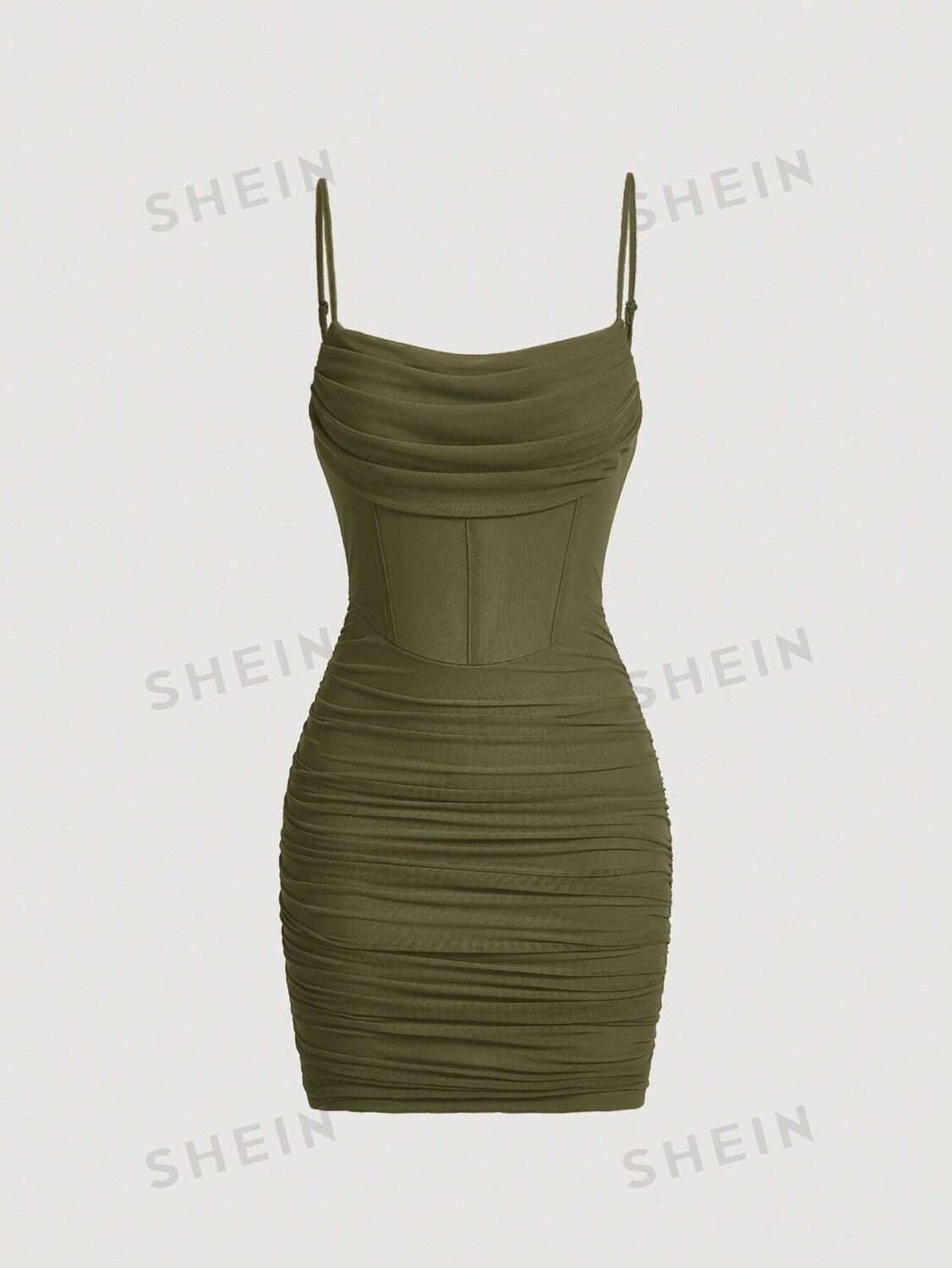 

Платье на тонких бретельках Shein Mod из сетчатой ​​ткани, зеленый