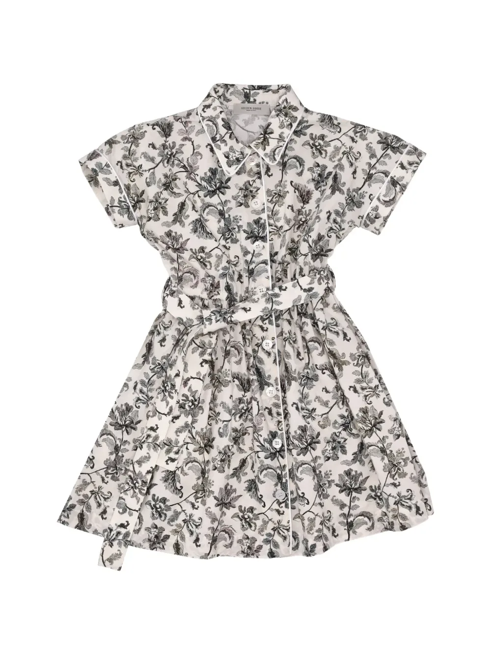Платье с кантом и цветочным принтом Golden Goose Kids, белый