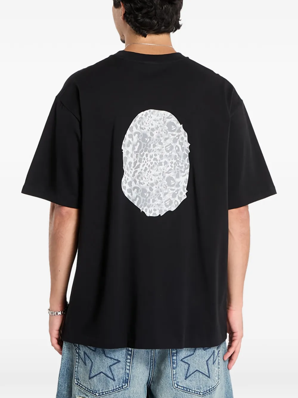 Футболка с принтом головы обезьяны A Bathing Ape, черный — фото 4