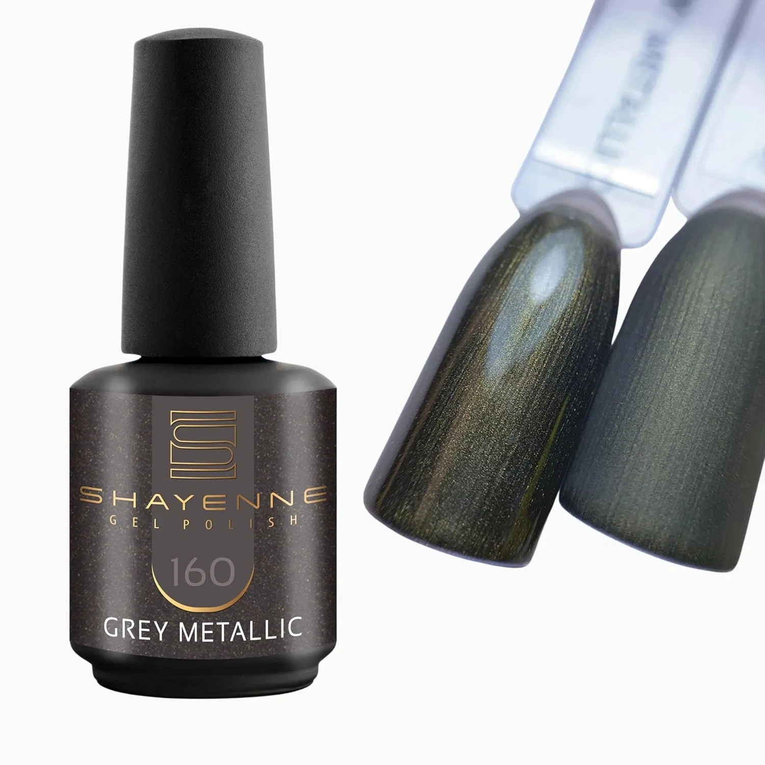 UV/LED гель-лак для ногтей SHAYENNE 160 Grey Metallic Shayenne, 160 Grey Metallic 15Ml — фото 2