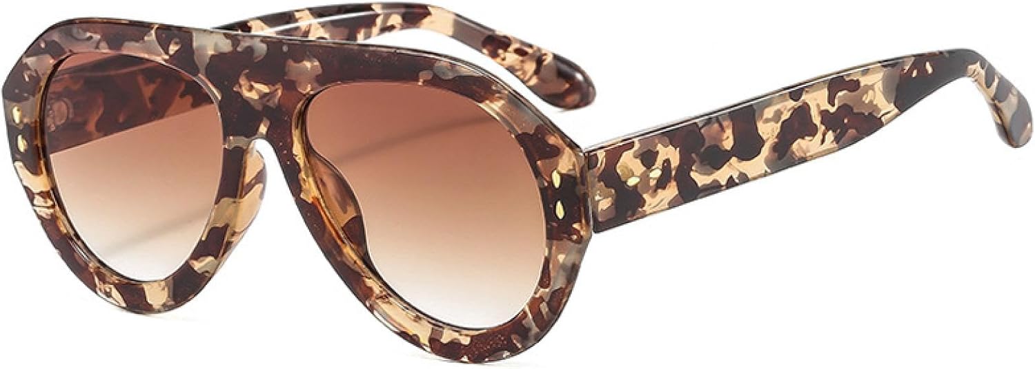 

Популярные модные солнцезащитные очки для женщин, защита от УФ-излучения UV400, ретро, ​​с заклепками, градиентные, трендовые, мужские круглые VVTWSSW, Amber Tea Gradient