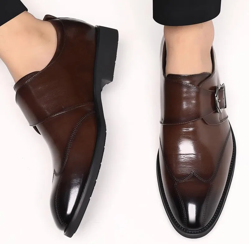 Туфли кожаные, водонепроницаемые, Men Formal Shoes, коричневый UOPYNE — фото 4