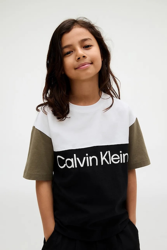 

Детская хлопковая футболка Calvin Klein Jeans, черный
