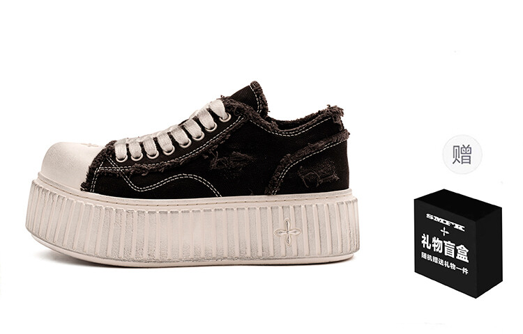 

Кроссовки SMFK Stylish Skateboarding Shoes Women's Low-top Black/White, черный/белый