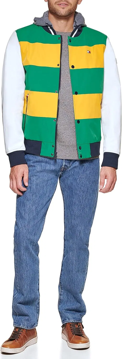 Мужская модная куртка-бомбер Tommy Hilfiger с прикрепленным трикотажным капюшоном — фото 2