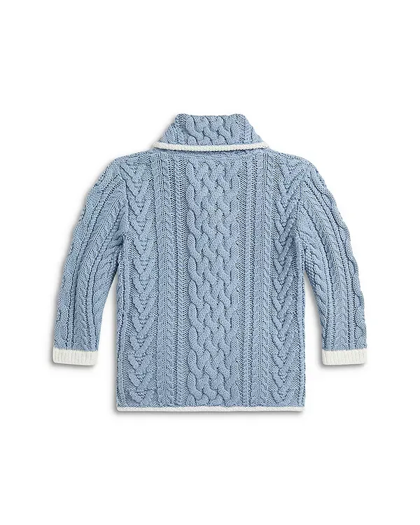 Хлопковый кардиган-шаль Polo крупной вязки для малыша Ralph Lauren, Multi — фото 2