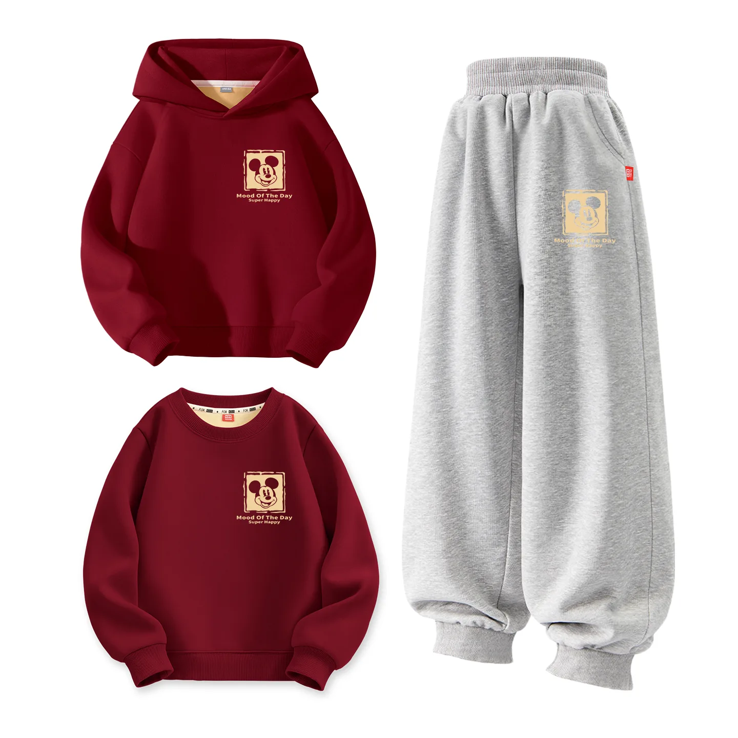 Disney Kids Tang Suits, [Thickened and Fleece-Lined]Difanggeqi K Burgundy+Difanggeqi K Gray+Difanggeqi K Burgundy