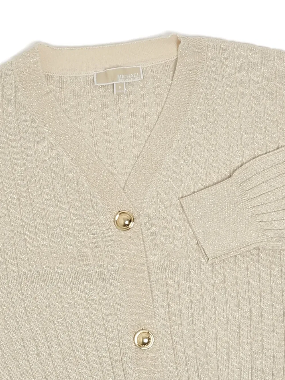 Вязаный кардиган с эффектом металлик Michael Kors Kids, бежевый — фото 3