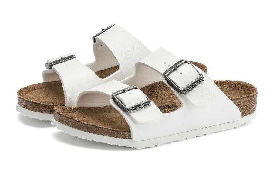 Детские кожаные сандалии Arizona Birkenstock, белый — фото 3