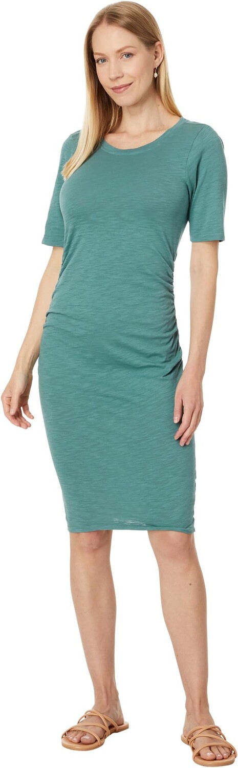 

Платье Mod-o-doc Short Sleeve Gathered Sideseam Midi Dress, цвет Teal Lagoon