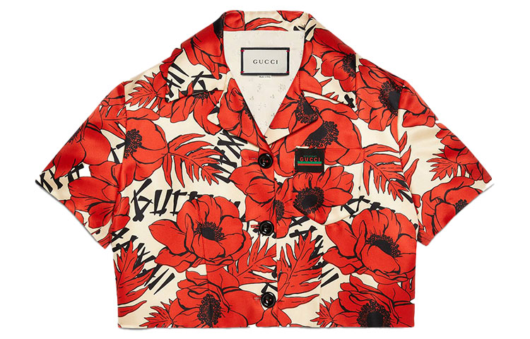 

GUCCI Футболка женская Red White V-neck Moderate Hawaii