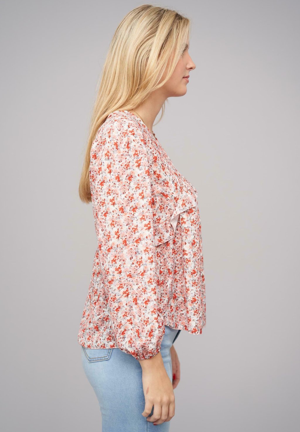 

Блуза V-NECK MIT RÜSCHENDETAILS UND BLUMEN PRINT Cloud 5ive, белый