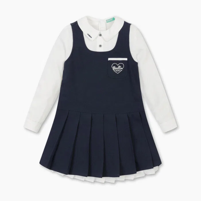 Детское платье с имитацией рубашки от Benetton Kids