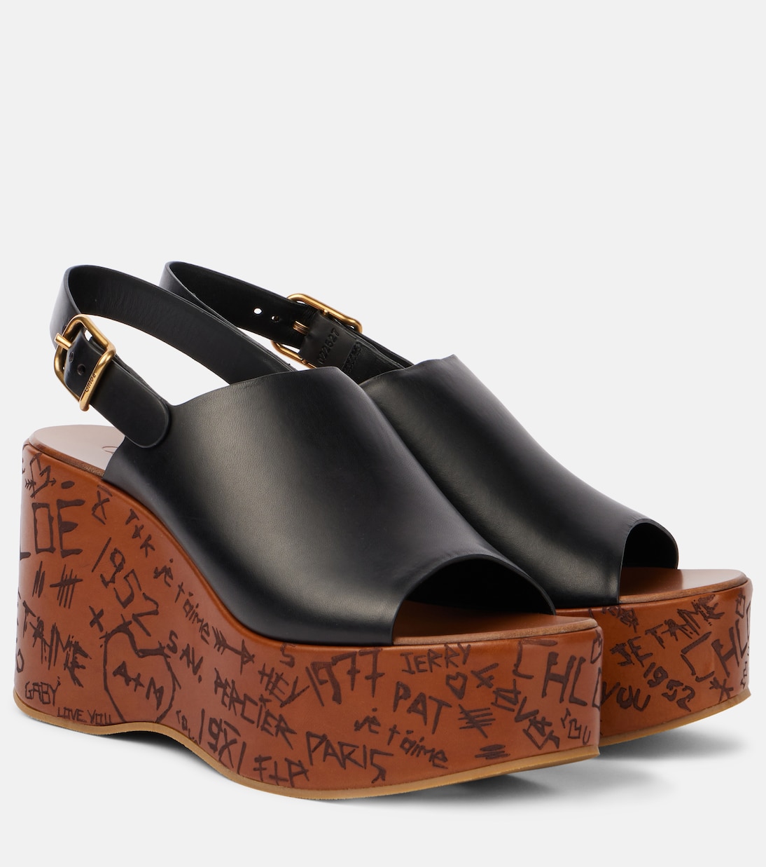 Туфли на танкетке из кожи Maxime Chloé, черный