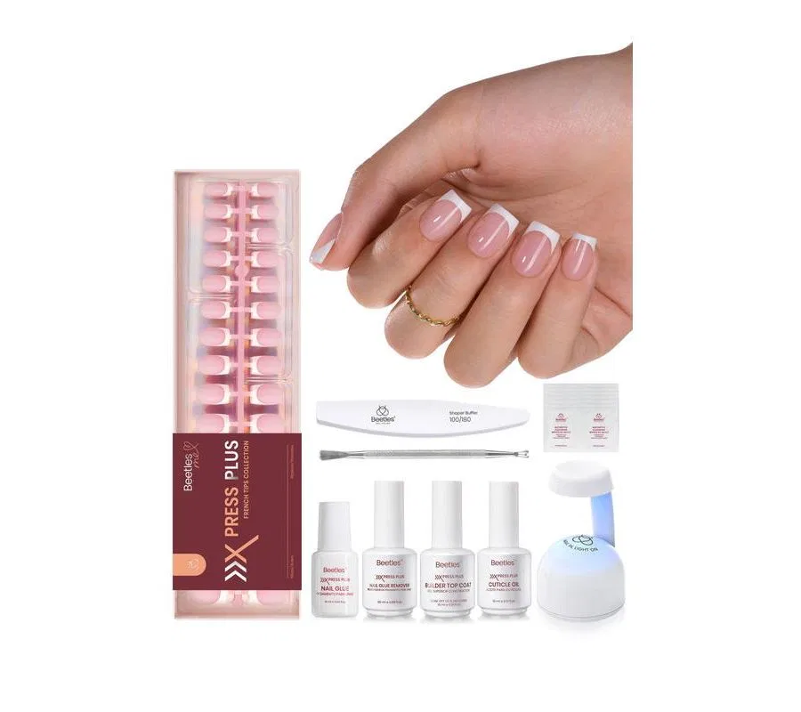 Набор накладных ногтей X Press Short Square French Tip Press, розовый (150 шт.) Beetles — фото 2