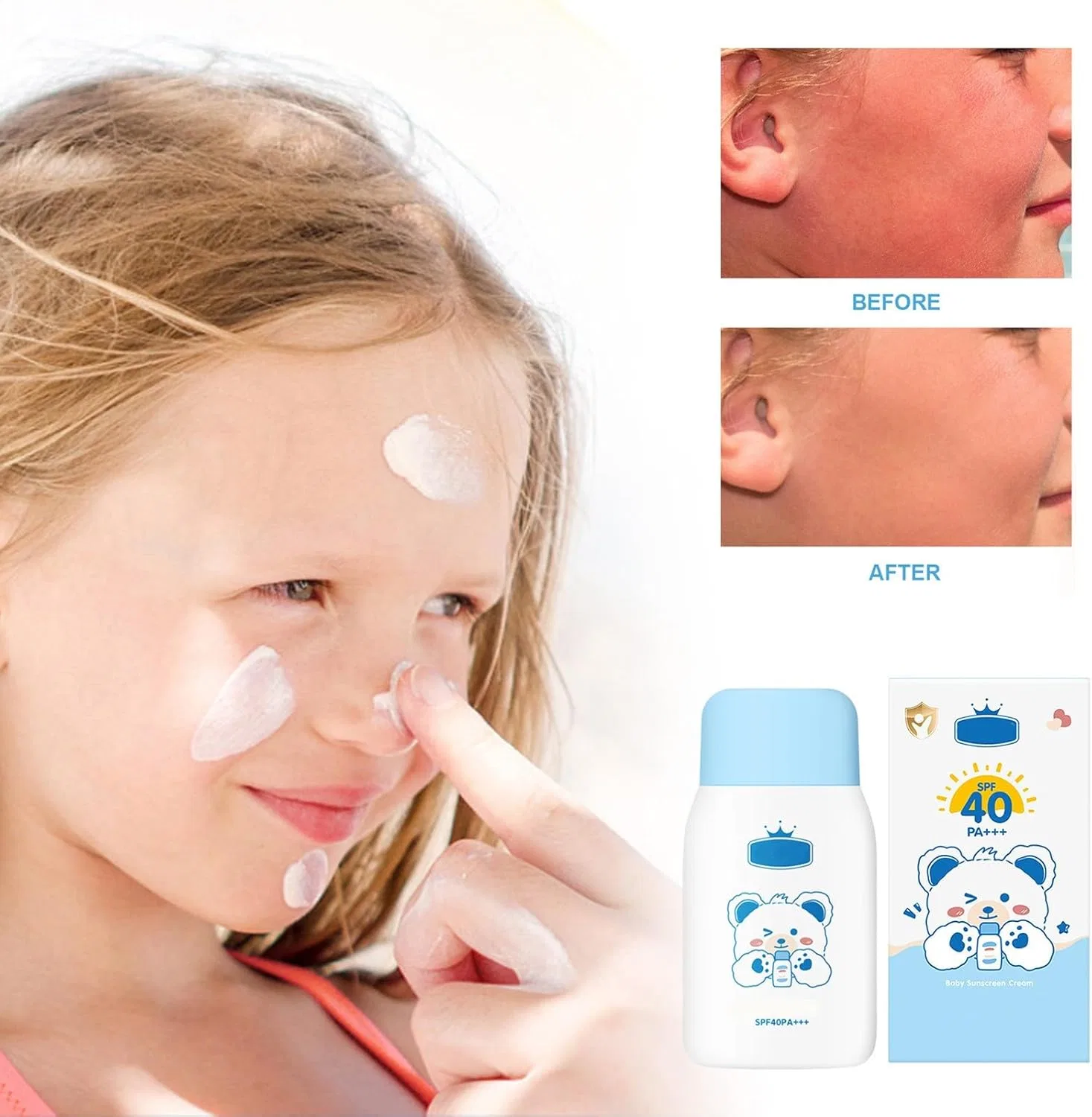 Детский солнцезащитный крем физический SPF 60 г Generic синий — фото 3