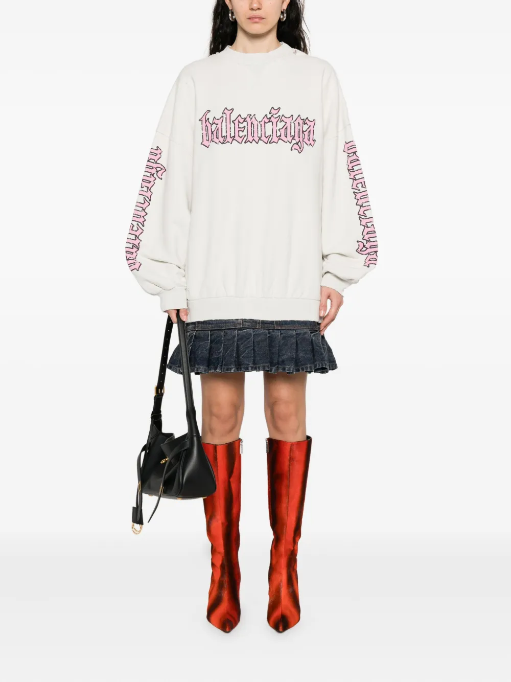 Платье с логотипом и складками BALENCIAGA, нейтральный — фото 2