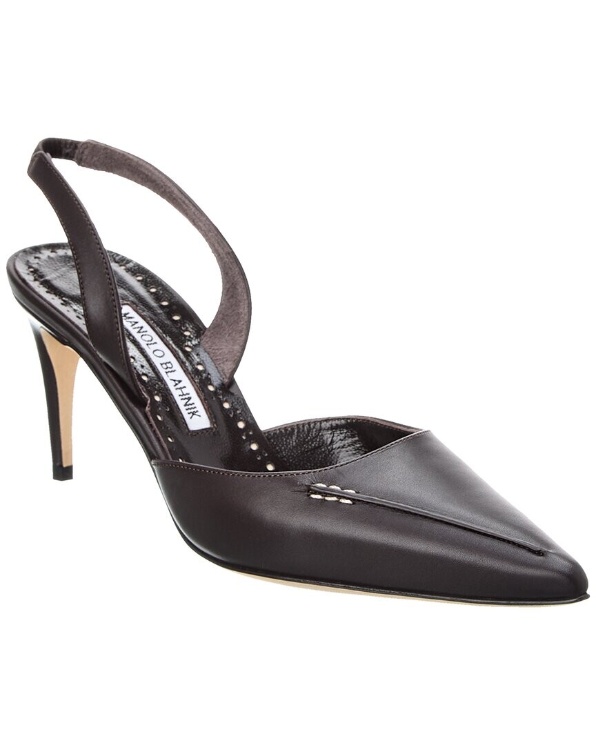 Кожаные туфли Manolo Blahnik Homerasli 70 с пяткой на пятке, черный — фото 4