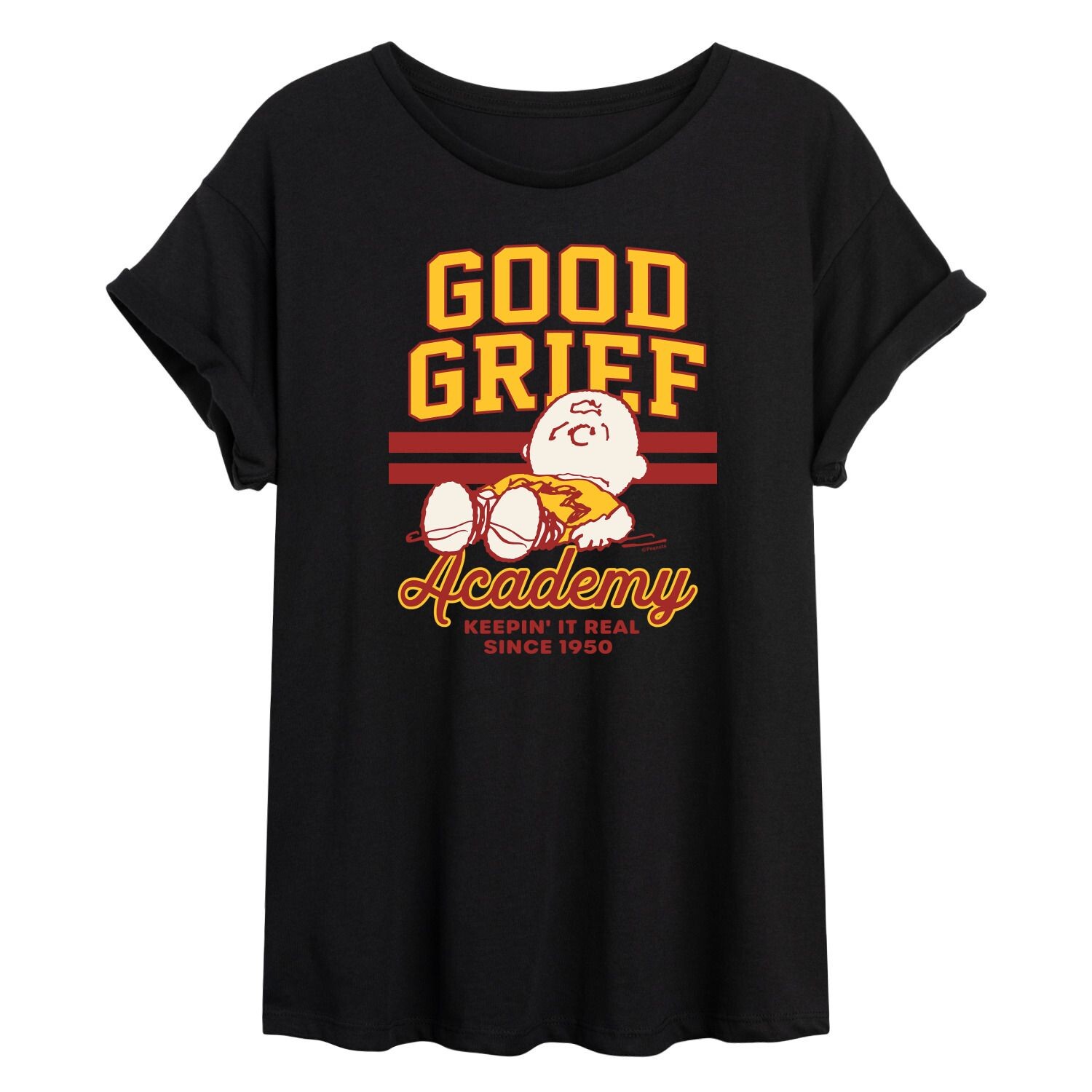 

Футболка с струящимся рисунком Peanuts Charlie Brown & Snoopy Good Grief Academy для юниоров Licensed Character, черный