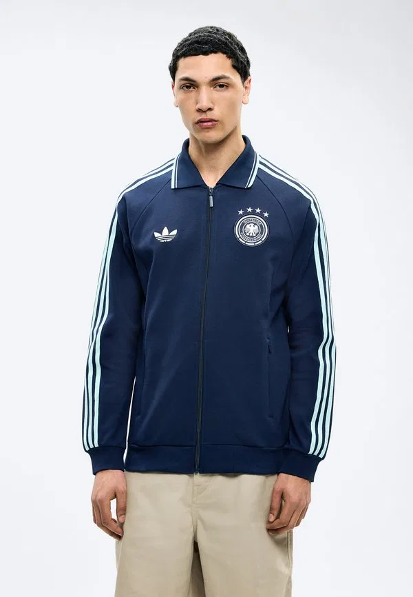 Куртка с изображением гимна германии на выезде, толстовка на молнии Adidas Originals, Collegiate Navy