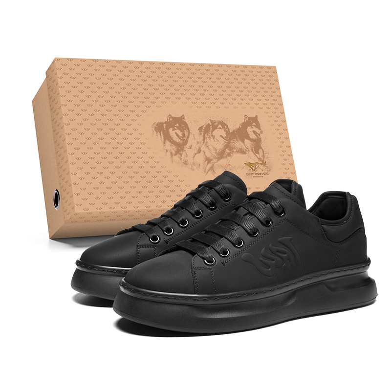 

SEPTWOLVES Мужские низкие скейтерские кеды черные, цвет Black (Standard Leather Shoe Size)