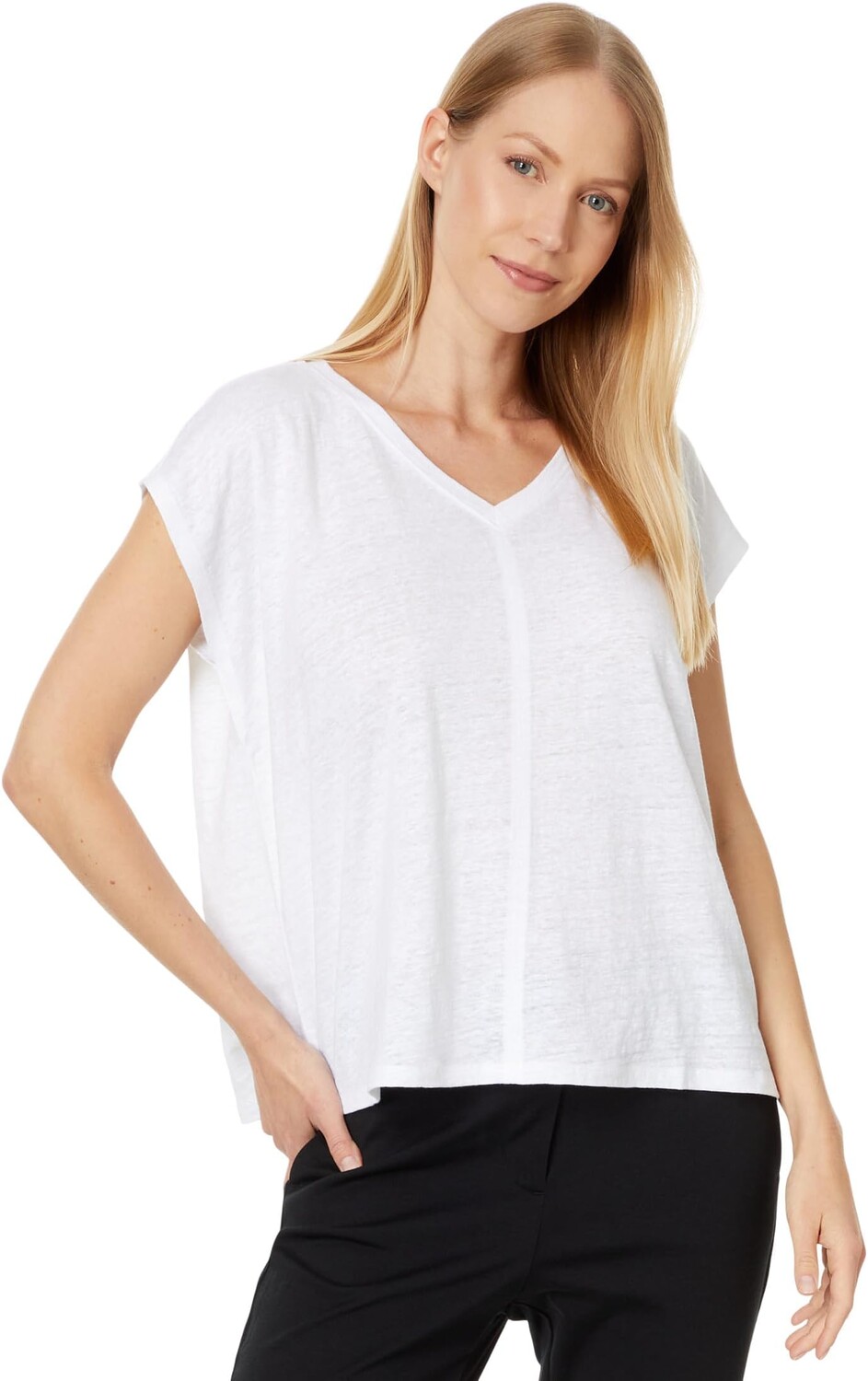 

Футболка Eileen Fisher V Neck Square Tee, белый