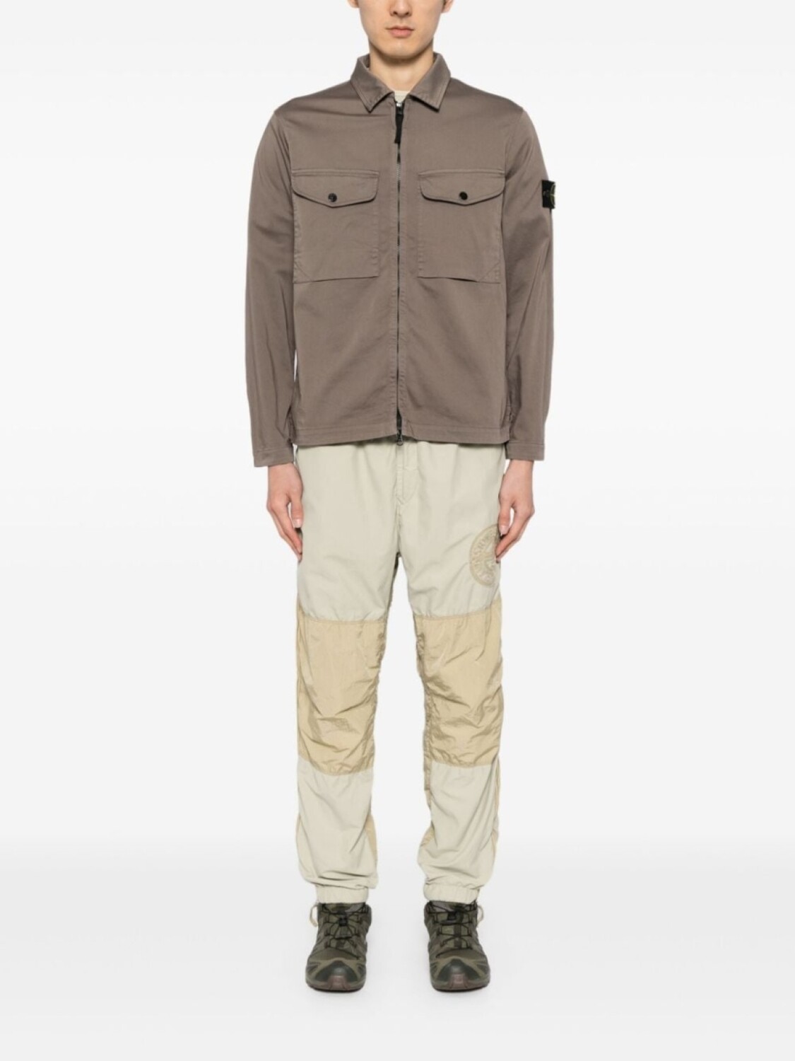 

Stone Island куртка-рубашка с значком компаса, коричневый