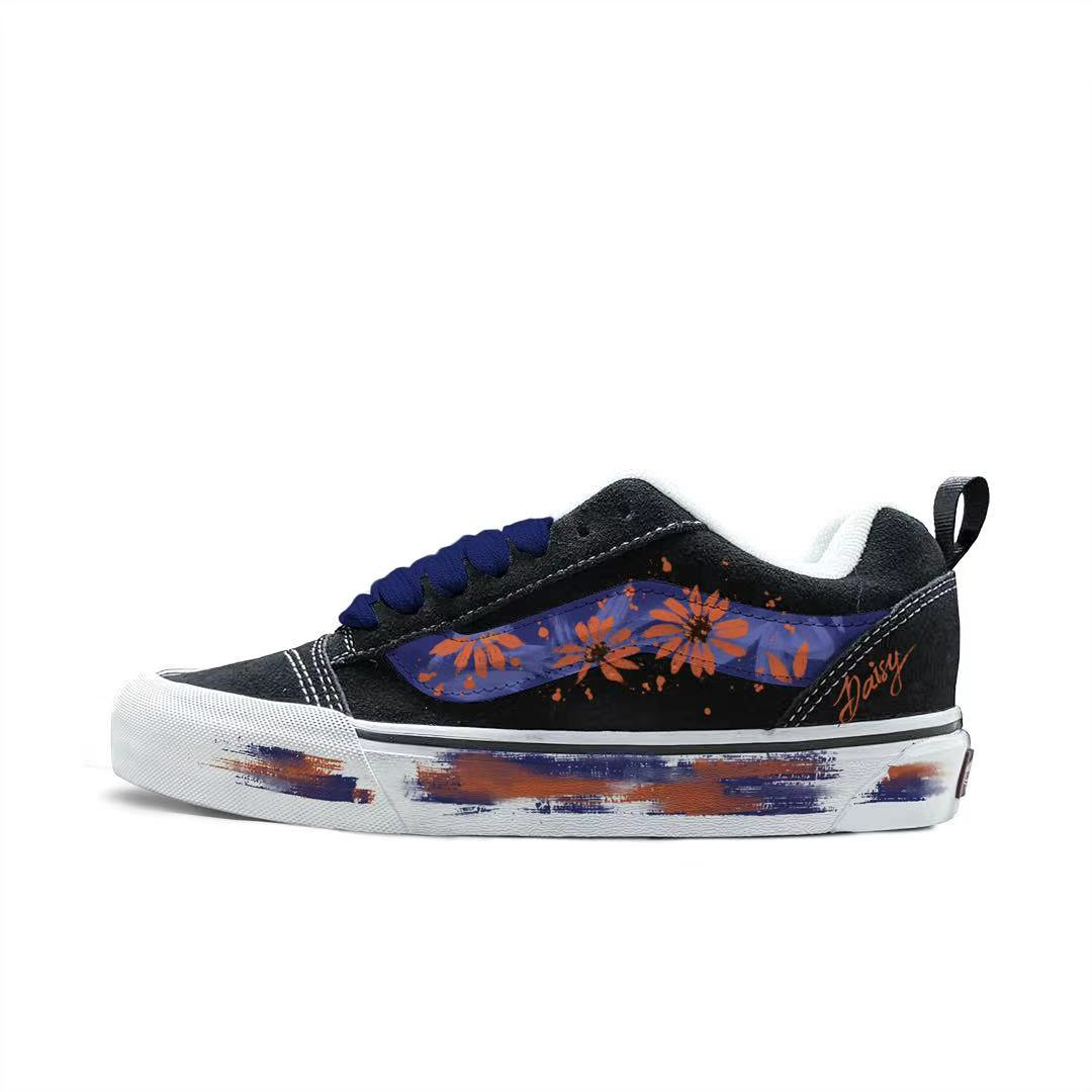 

Vans Knu Skool устойчивые к истиранию низкие скейтбордские кроссовки унисекс синий черный оранжевый, цвет Blue Black Orange