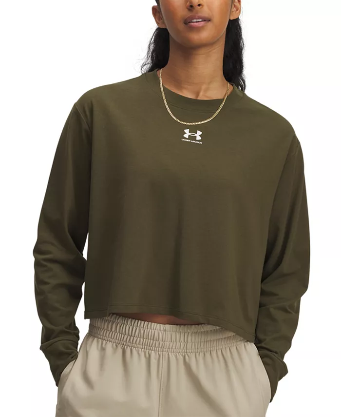 

Женская активная бокси кроп лонгслив Under Armour, зеленый