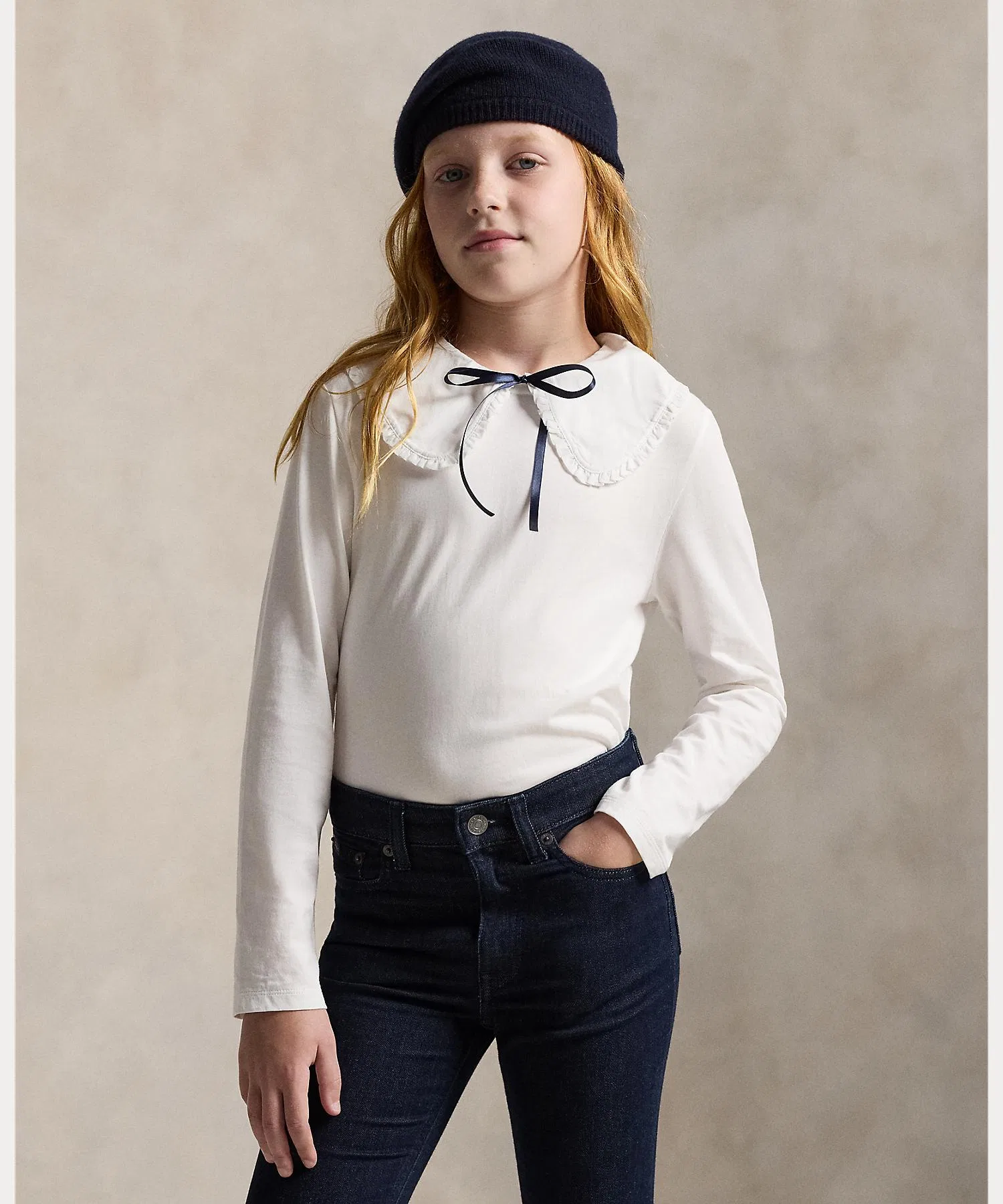 Детская футболка с фриллами POLO RALPH LAUREN CHILDRENSWEAR белая