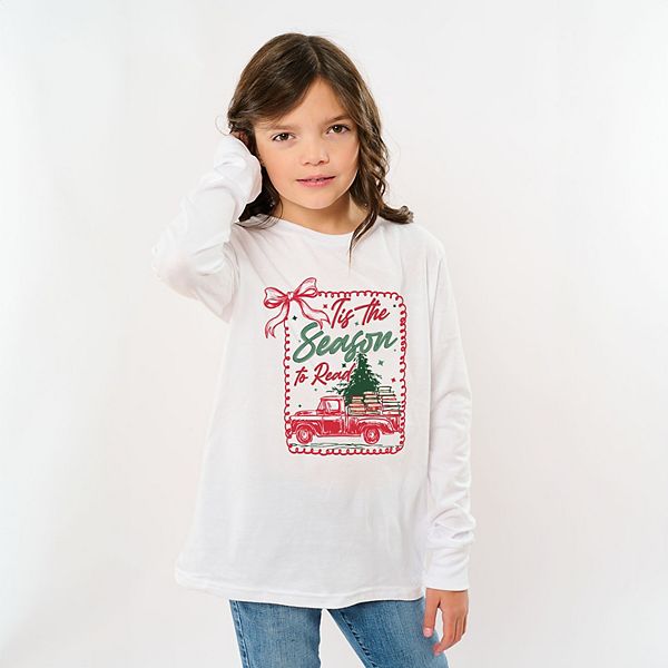 Футболка с принтом "Tis the season to read red truck" The Juniper Shop, Natural — фото 3