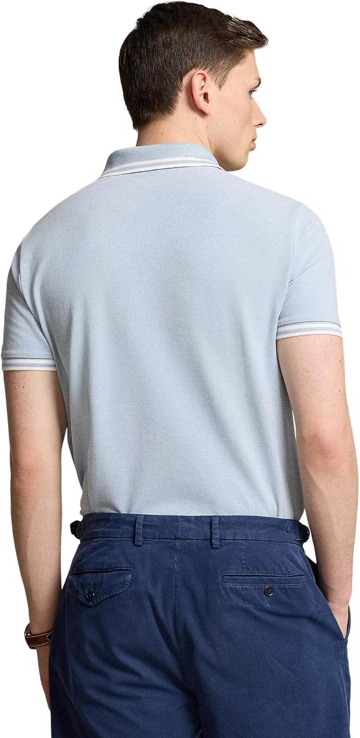 POLO RALPH LAUREN Мужская классическая поло с сетчатой тканью и эластичной посадкой, Vessel Blue/White — фото 2