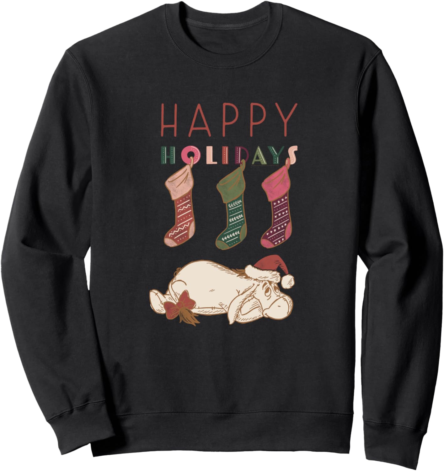 

Толстовка Disney Винни-Пух Иа с надписью «Счастливых праздников», черная, Черный, Толстовка Disney Винни-Пух Иа с надписью «Счастливых праздников», черная