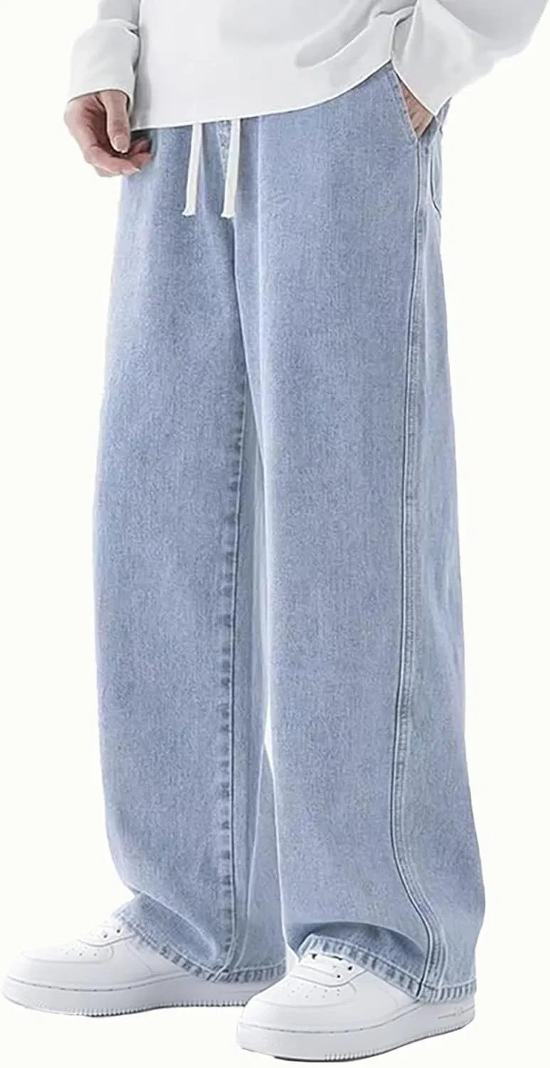 Джинсы свободные Men's Straight Leg Baggy Jeans, Light Blue — фото 2