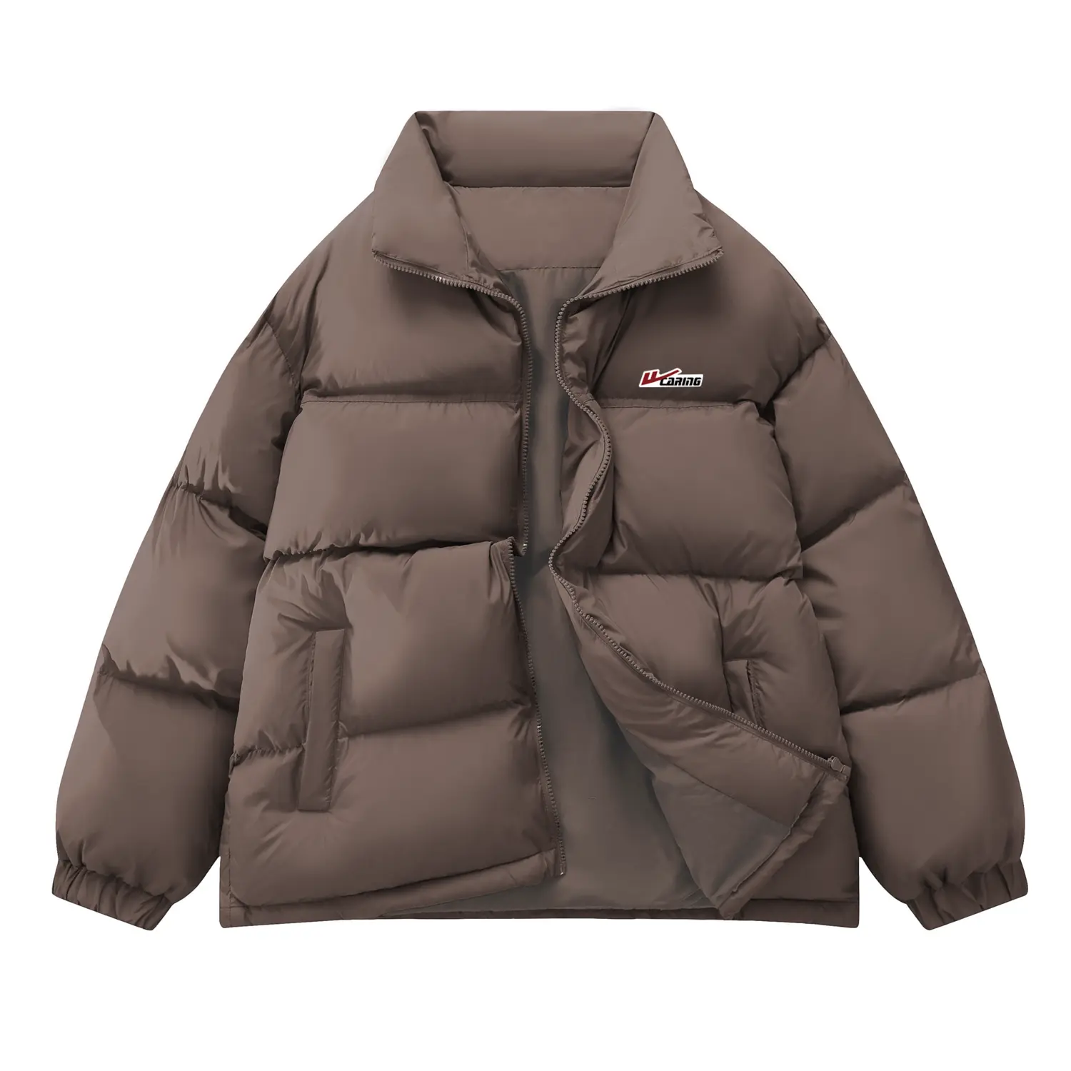 

Пуховик Unisex Stand Collar Thickened WARRIOR, coffee (diy badge)