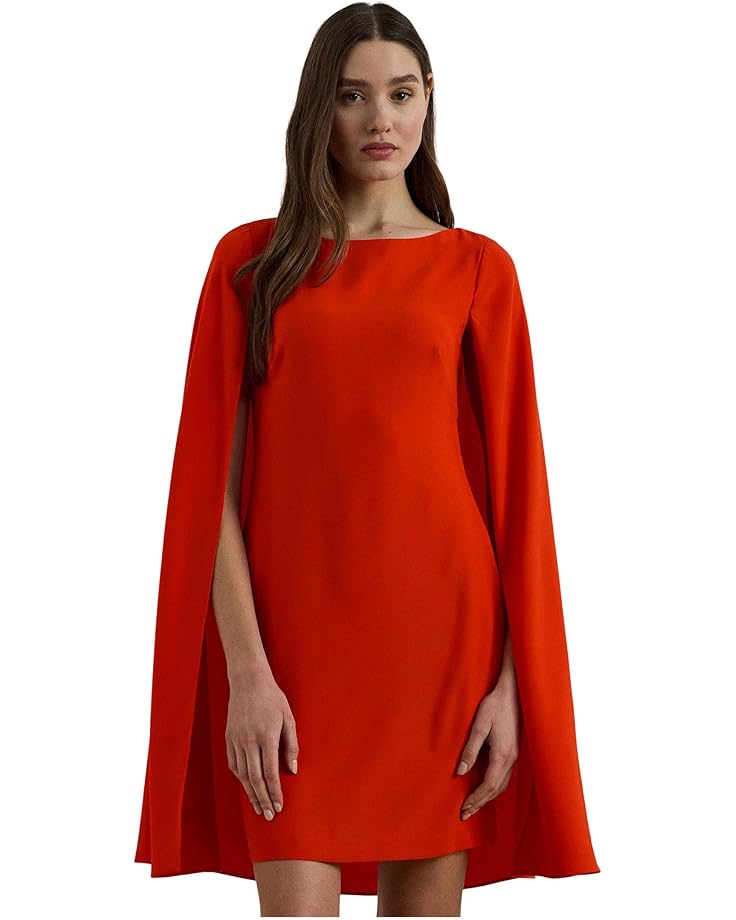 

Платье Lauren Ralph Lauren Cape Georgette Cocktail Dress, цвет Bright Vermilion