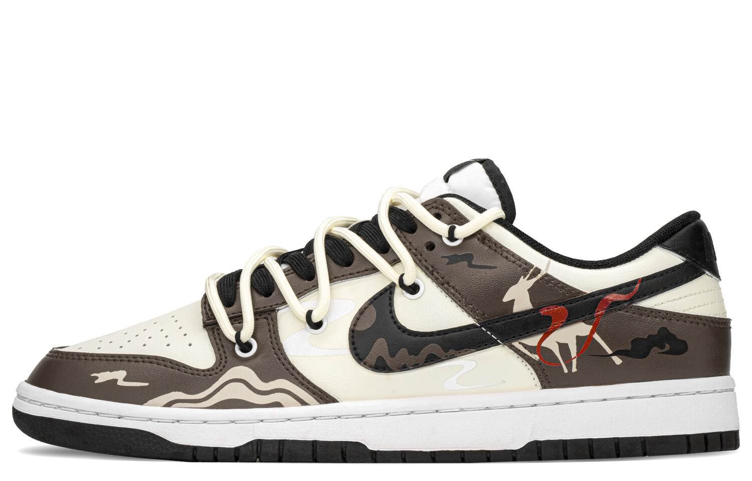 

Кроссовки Nike Dunk Skateboarding Shoes Unisex Low-top Black/Brown, белый/черный