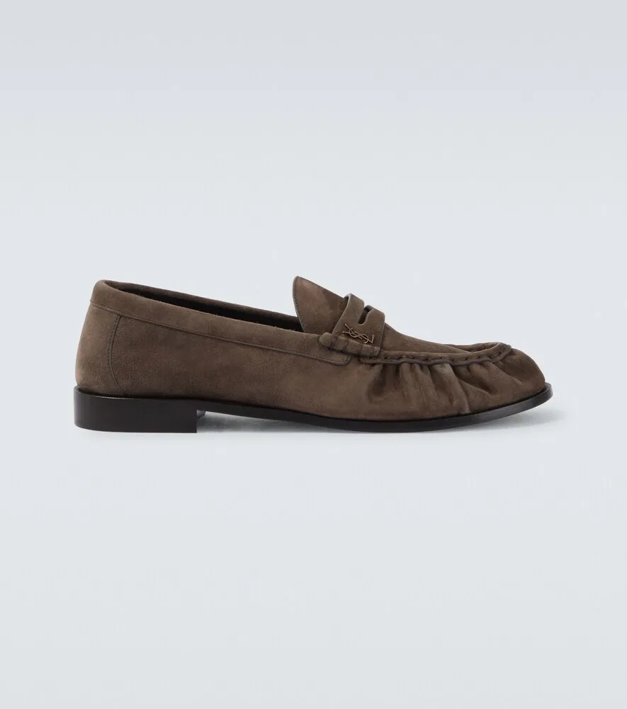 Замшевые лоферы Le Loafer Saint Laurent, коричневый