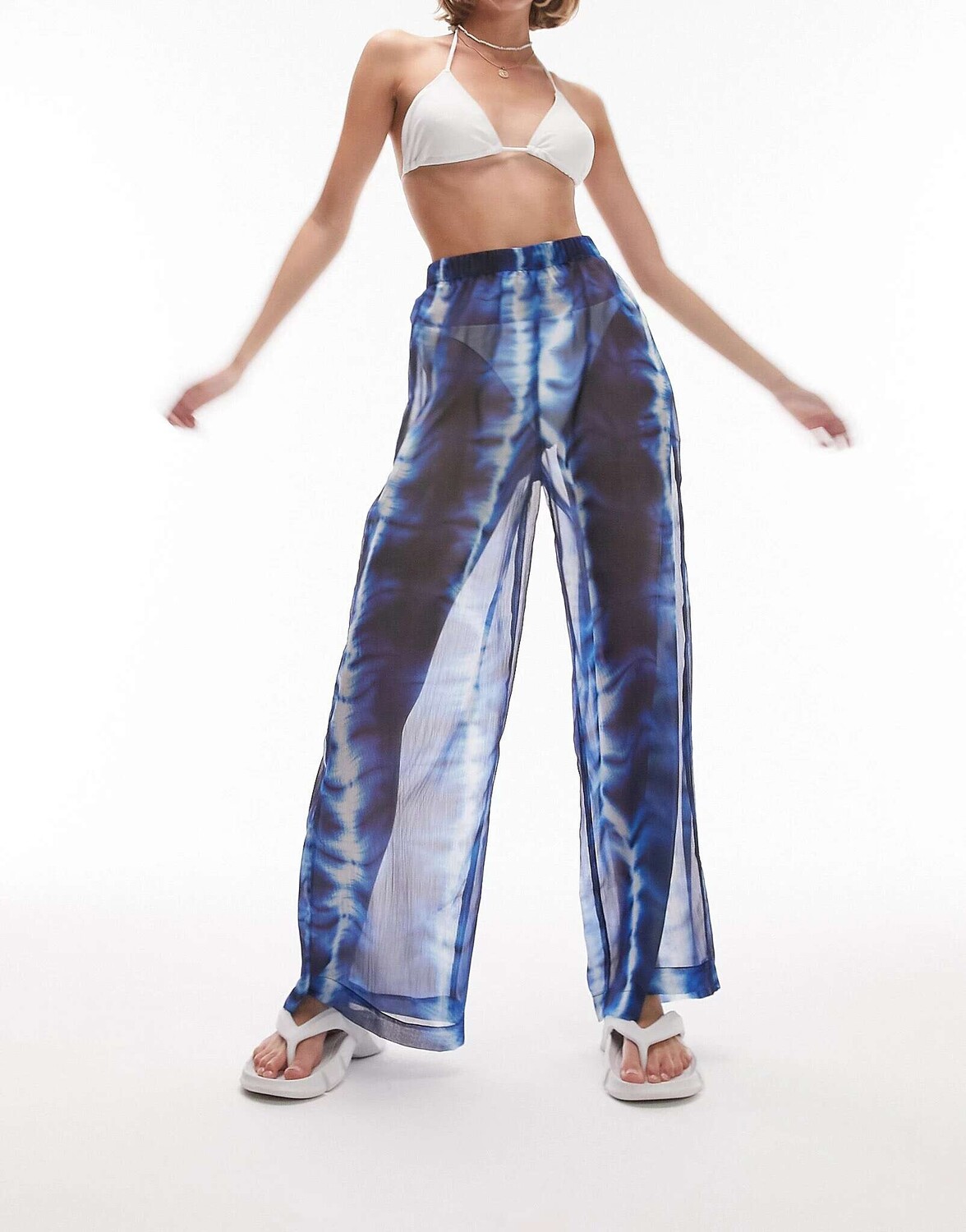 

Синие пляжные брюки из шифона с принтом Topshop Petite, Синий, Синие пляжные брюки из шифона с принтом Topshop Petite