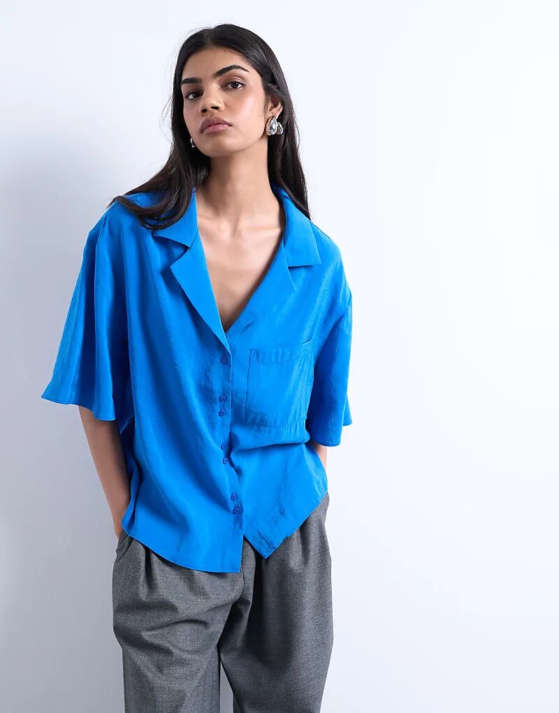 

Супермягкая рубашка из купро Topshop в кобальтовом цвете