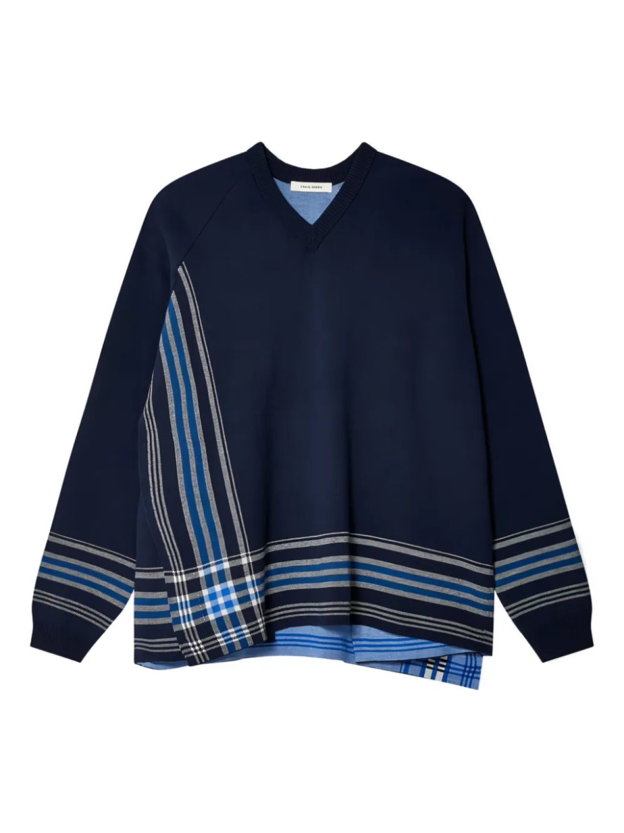 

Полосатый свитер с V-образным вырезом Craig Green, синий