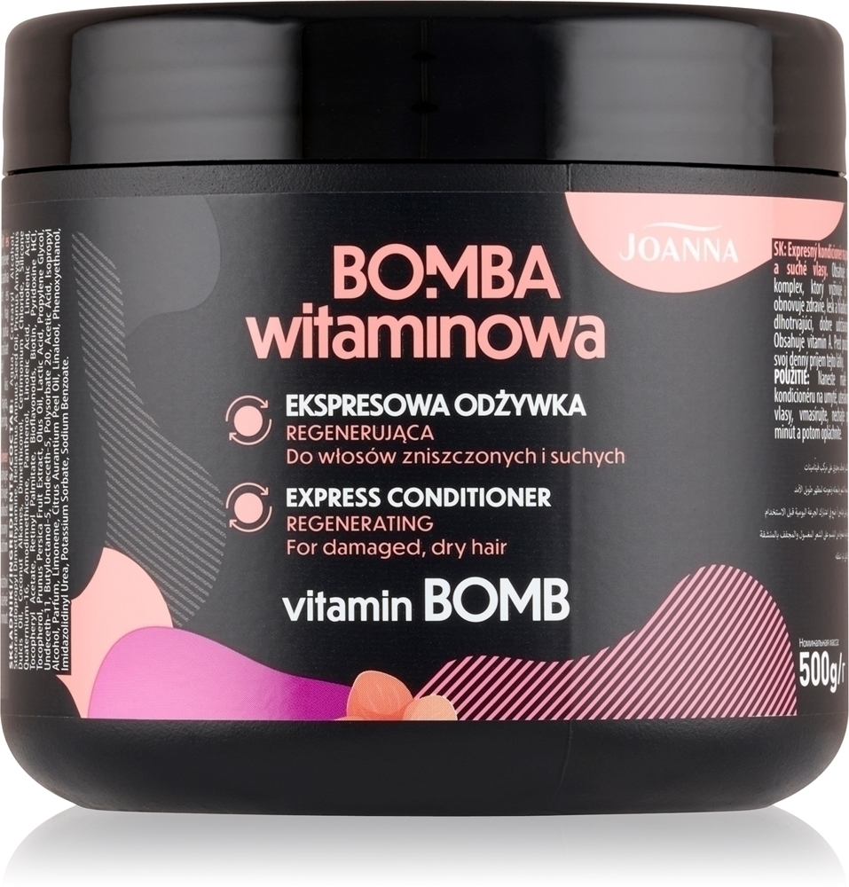 

Экспресс-Кондиционер Vitamin Bomb - это чрезвычайно быстро восстанавливающий кондиционер для сухих и поврежденных волос. Joanna, 500 мл