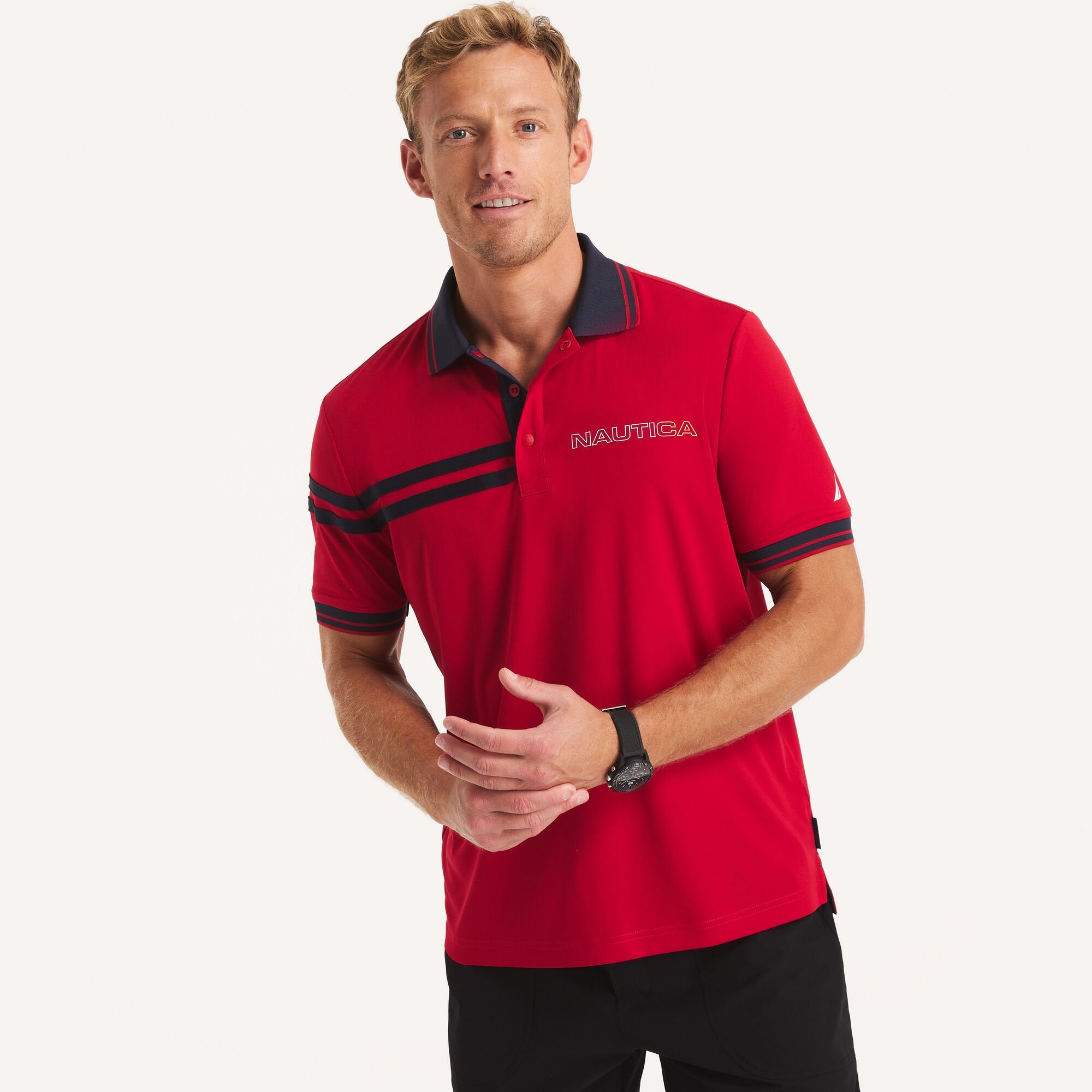 

Мужская футболка-поло классического кроя Nautica Navtech, цвет nautica red
